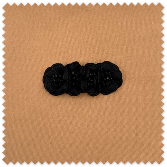 Comprar aplique Flores Tela y Perlas Tono Negro