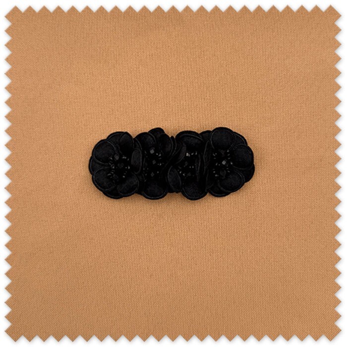 Comprar aplique Flores Tela y Perlas Tono Negro