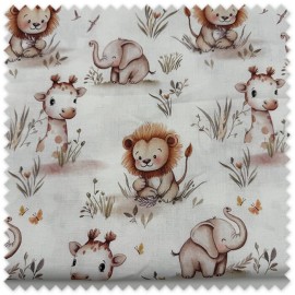 Tela digital de leones para costura