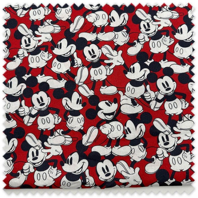 Retal 1m Algodón 100% Mickey Fondo Rojo | Tela Infantil