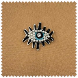 Parche Ojo Piedras y Perlas decorativo para ropa, costura creativa, manualidades y personalización de prendas.