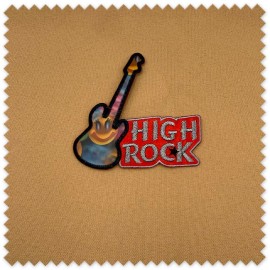 Parche Guitarra Rojo decorativo para ropa, costura creativa, customización y manualidades.