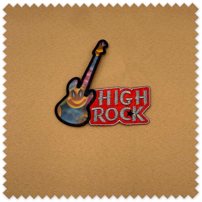 Parche Guitarra Rojo decorativo para ropa, costura creativa, customización y manualidades.
