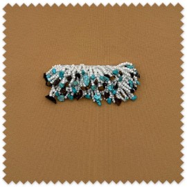 Aplique tiras con piedras blancas, turquesa y marrón para decorar prendas, vestidos, complementos y trabajos de costura.