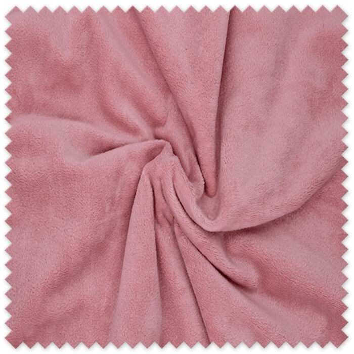 Tela Coralina Velvet Rosa Francia de 1,50 metros, suave y aterciopelada para mantitas, arrullos, confección infantil y hogar.