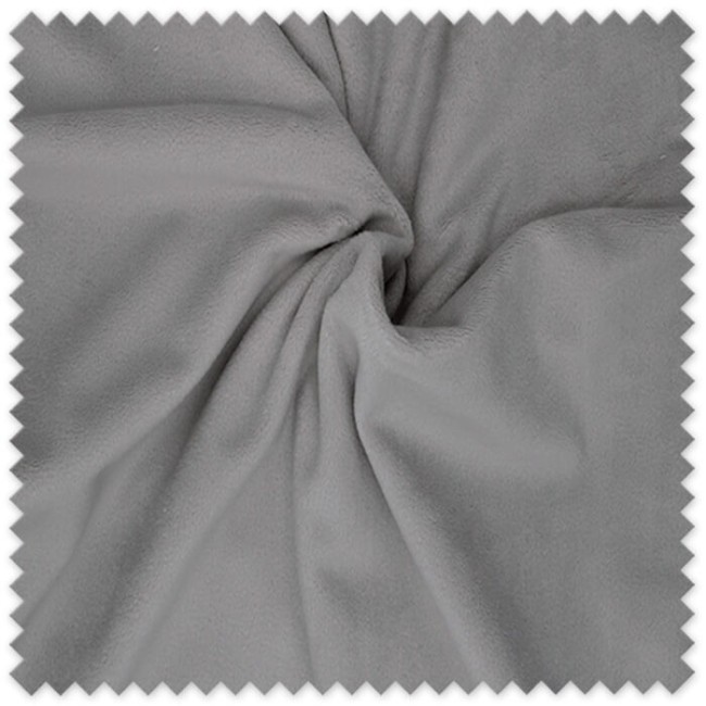 Tela Coralina Velvet Gris de 1,50 metros de ancho, suave y aterciopelada para mantas, prendas, arrullos y textiles de hogar.
