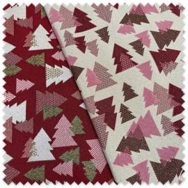 Tela Loneta Tejida Árboles de Navidad con Lurex y doble cara, ideal para decoración navideña, cojines y proyectos de costura