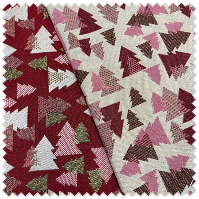 Tela Loneta Tejida Árboles de Navidad con Lurex y doble cara, ideal para decoración navideña, cojines y proyectos de costura