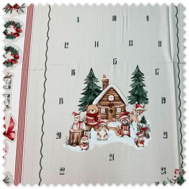 tela panel canva calendario de adviento navideño rústico con instrucciones de costura