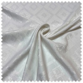 Tejido resistente para manteles con dibujo geométrico blanco