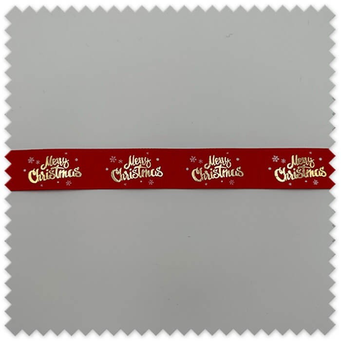 Cinta Grosgrain Feliz Navidad Rojo y Oro de 2,5 cm para decoración de regalos, manualidades y proyectos navideños