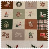Panel Calendario de Adviento 100% Algodón Navidad de 1,40 m para confeccionar calendario textil navideño.