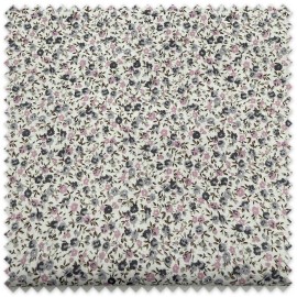 Retal 0,65m Popelín Flores Mini Gris y Lila, tela floral estampada para costura, patchwork y confección