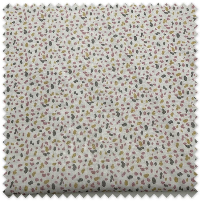 Retal 0,65m Popelín Confeti Rosa Empolvado, Antracita y Pistacho, tela estampada para costura, patchwork y complementos