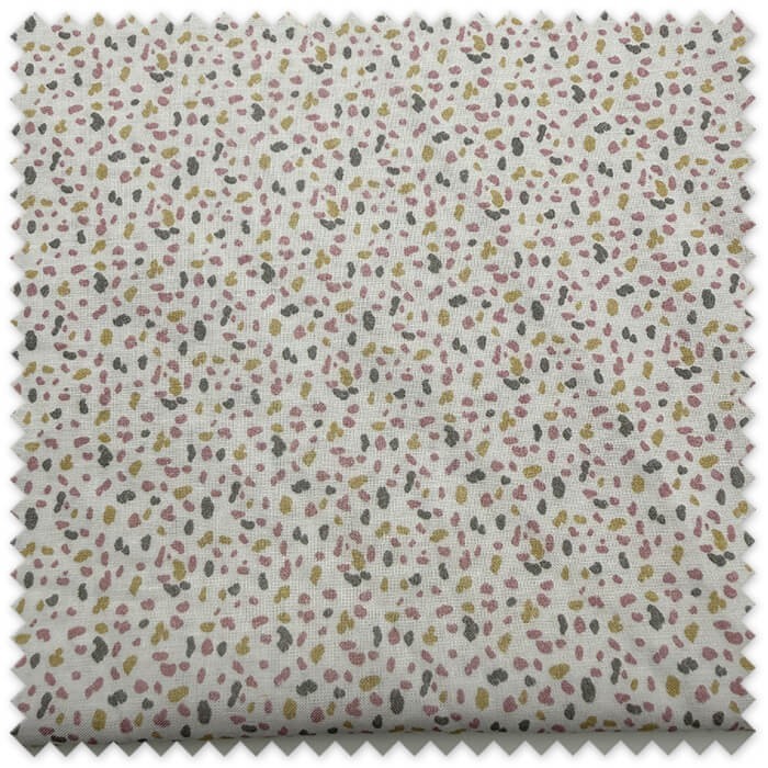 Retal 0,65m Popelín Confeti Rosa Empolvado, Antracita y Pistacho, tela estampada para costura, patchwork y complementos