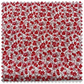 Retal 0,60m Popelín Flores Rojas Liberty, tela floral roja para costura, patchwork, accesorios y manualidades.