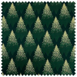 Tela Algodón 100% Árboles Fondo Verde Lurex Navidad para decoración y costura
