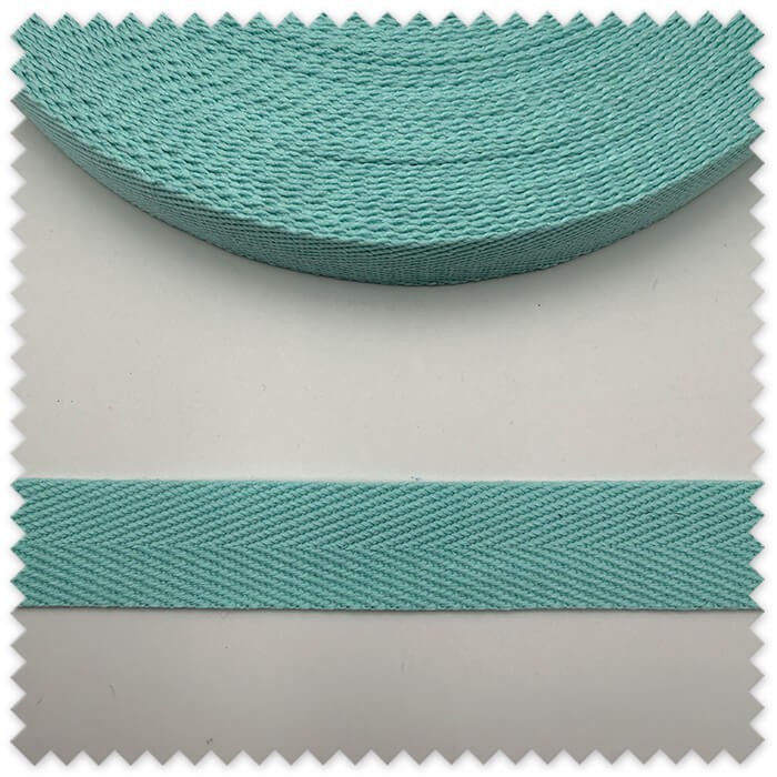 Cinta Espiga para Mochilas Verde Bebé 32mm de Algodón