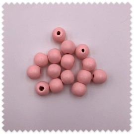 Pack 15 bolas de madera rosa bebé