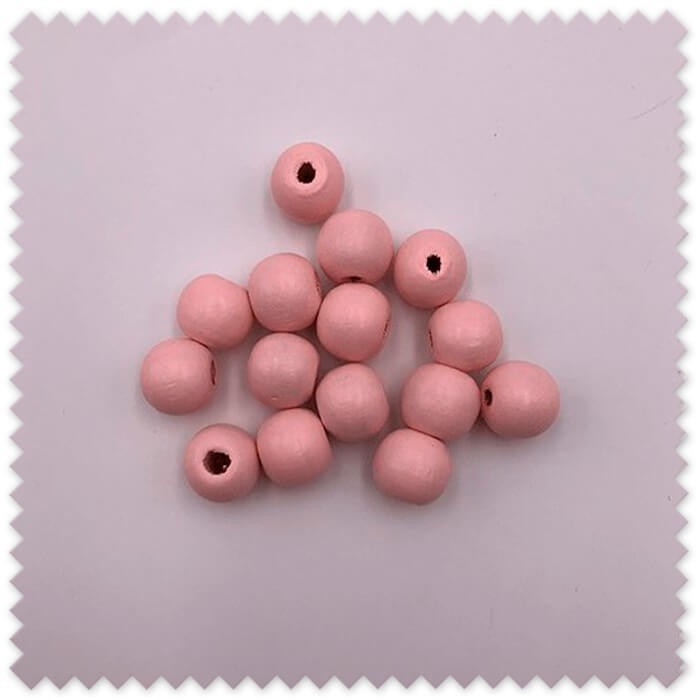 Pack 15 bolas de madera rosa bebé