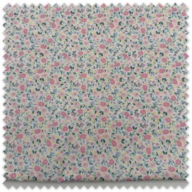 Retal 1m Cápsula Flores Rosa y Celeste Algodón 100% para confección y patchwork