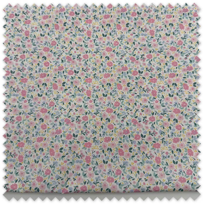 Retal 1m Cápsula Flores Rosa y Celeste Algodón 100% para confección y patchwork