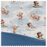 Idea Combinado Animales Aviones de Papel y Doble Gasa Azul Jeans para confección infantil y bebé
