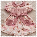 Idea Combinado Ciervos Bailarinas y Doble Gasa Rosa Vintage | Telas Infantiles Algodón