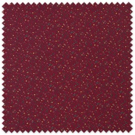 Tela Popelín Mini Flor Amarillo, Turquesa y Rosa Fondo Granate para confección y costura