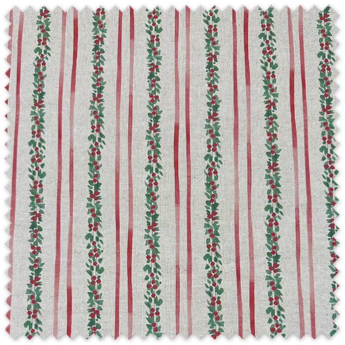 Tela Rústica Flores y Rayas Navidad de algodón 100% para decoración y costura