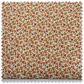 Retal 0,55m Algodón 100% Flores Naranja Fondo Mantequilla