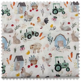 Retal 0,80m Algodón 100% Granja para costura infantil, patchwork y manualidades