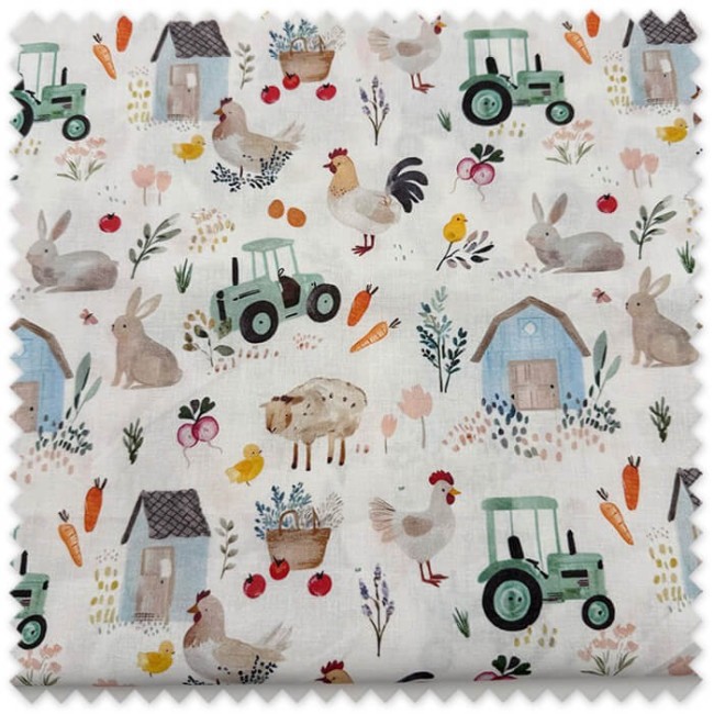 Retal 0,80m Algodón 100% Granja para costura infantil, patchwork y manualidades