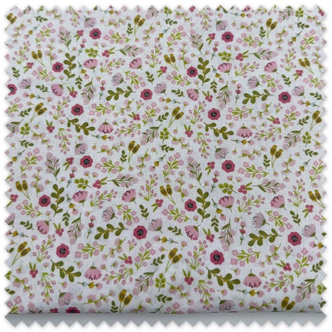 Retal 0,60m Popelín Flores Fucsia para costura, patchwork y confección floral