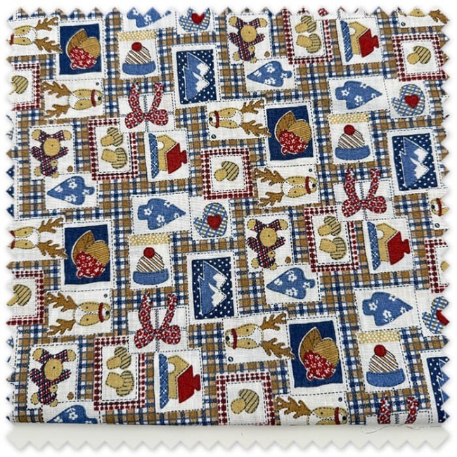 Retal 0,75m de tela popelín estilo patchwork Navidad estampada para decoración, manualidades y costura creativa.