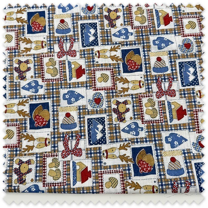 Retal 0,75m de tela popelín estilo patchwork Navidad estampada para decoración, manualidades y costura creativa.