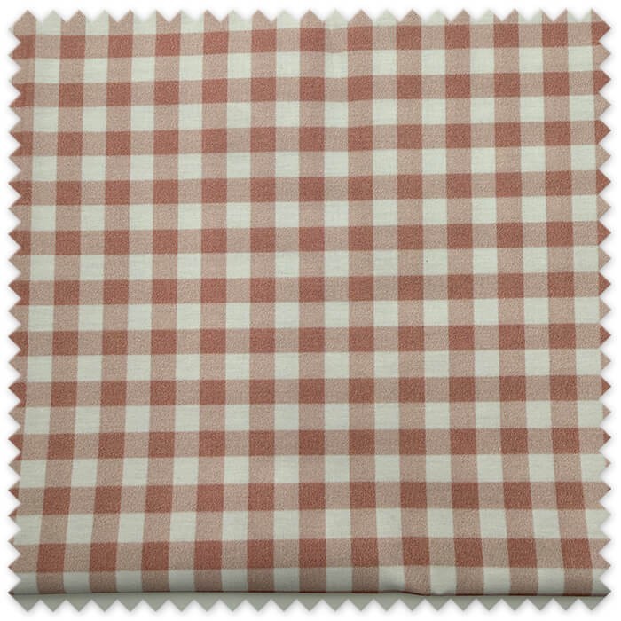 Retal 0,75m de algodón 100% orgánico con estampado de cuadros Vichy rosa empolvado para confección y costura creativa.