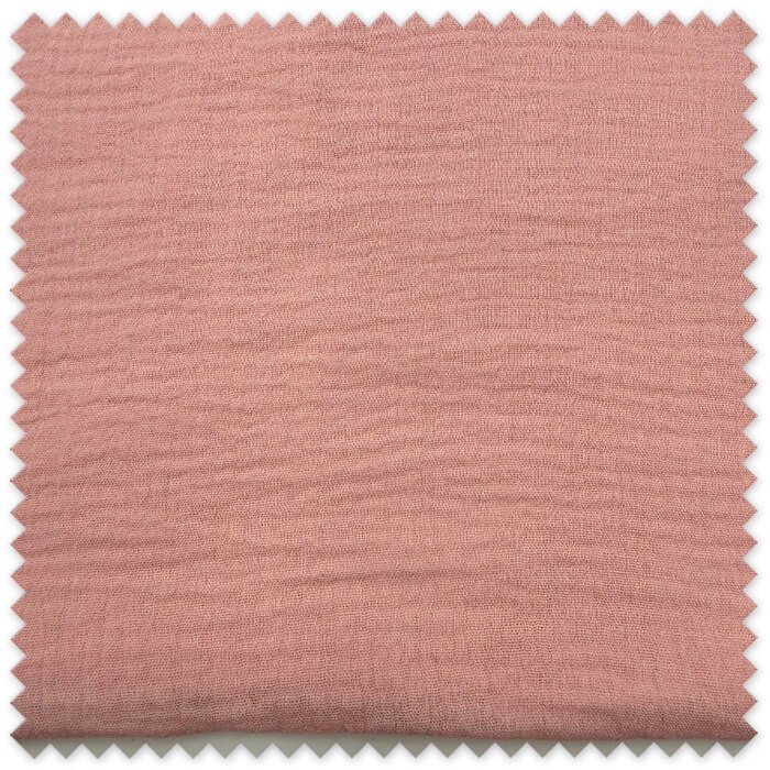 Retal 0,55m de doble gasa rosa bebé de algodón 100%, tela bambula ligera para confección infantil y costura creativa.