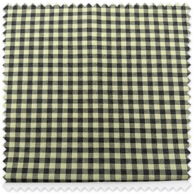 Retal 0,80m de algodón 100% con estampado de cuadros Vichy bicolor negro y verde de 0,6 cm para costura y confección.