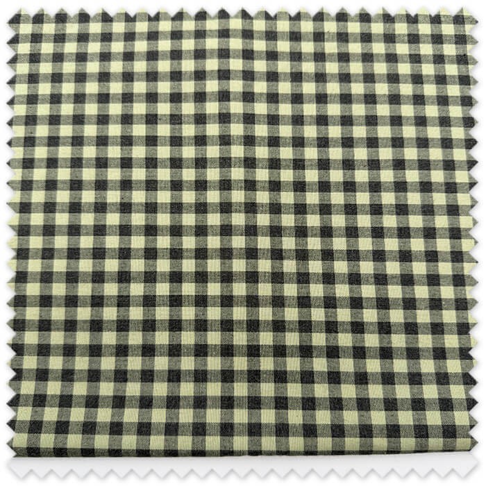 Retal 0,80m de algodón 100% con estampado de cuadros Vichy bicolor negro y verde de 0,6 cm para costura y confección.