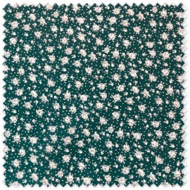 Tela Popelín Flores Blancas Fondo Verde OFERTA