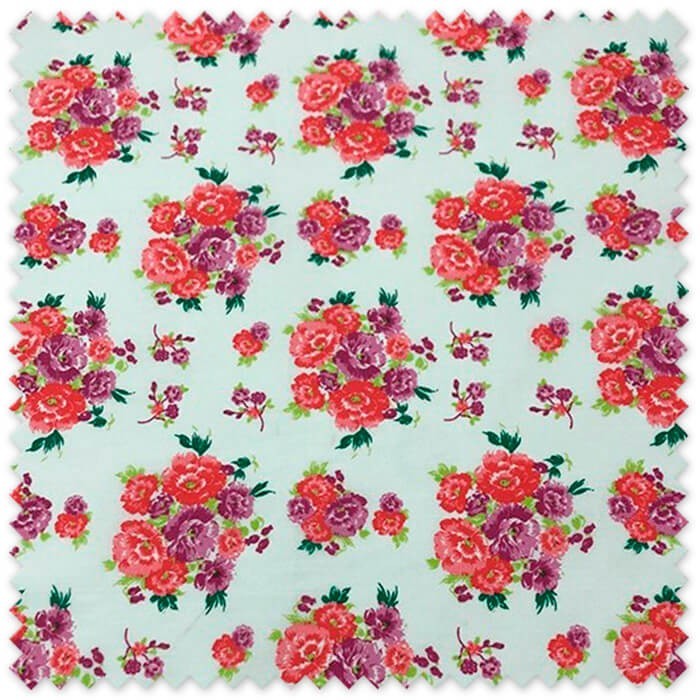 Tela Popelín Flores Lilas y Coral OFERTA al mejor precio