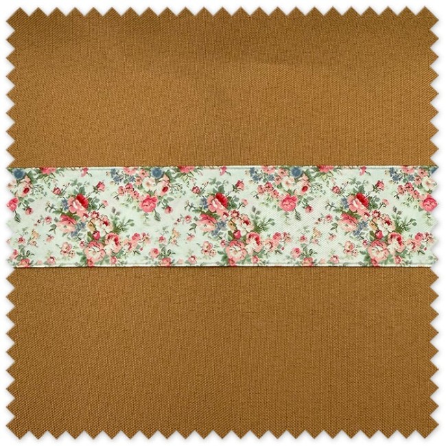 lazo mini flor coral fondo menta, lazo floral coral, cinta flores menta