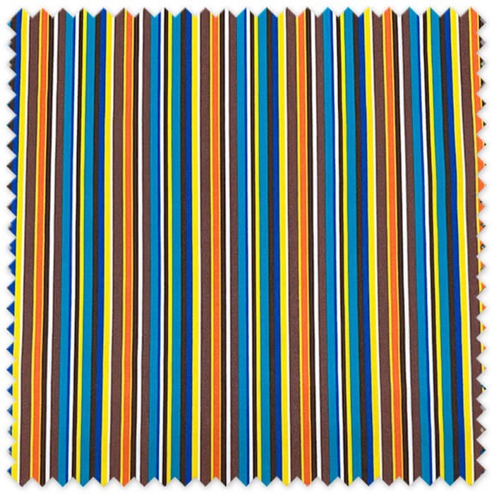 Tela popelín estampada de mil rayas de colores para confección de prendas, accesorios y proyectos de costura creativa.