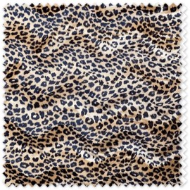 Tela de terciopelo animal print de leopardo con efecto aguas y pelo corto para disfraces, confección y decoración.