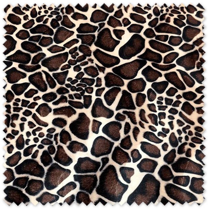 Tela de terciopelo estampada con diseño animal print de jirafa para disfraces, confección, complementos y decoración