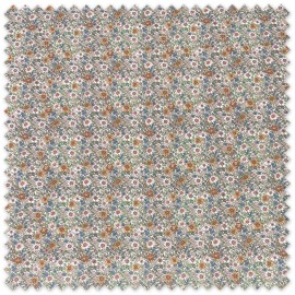 Tela popelín con estampado de flores estilo Liberty en tonos camel y azules