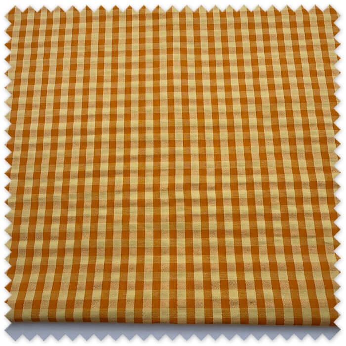 Retal seersucker vichy bicolor naranja y amarillo de 0,60 metros