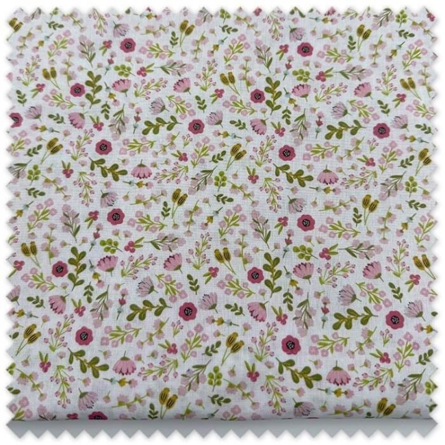 Retal de algodón popelín de 0,80 m con estampado de flores fucsia