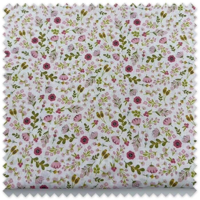 Retal de algodón popelín de 0,80 m con estampado de flores fucsia